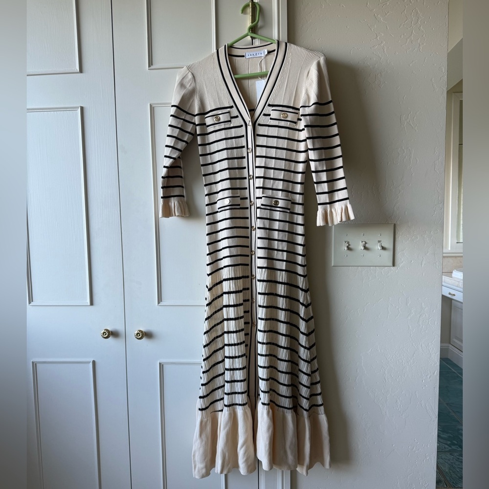 NWT Sandro Stripy Knit Maxi Dress Size L - Picture 4 of 11